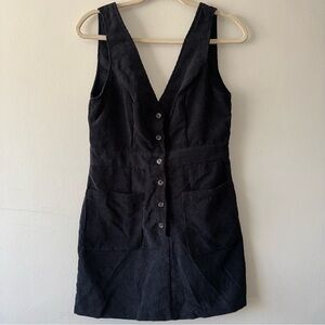 SHEIN Sleeveless Black Corduroy Vest Dress Size: Small
